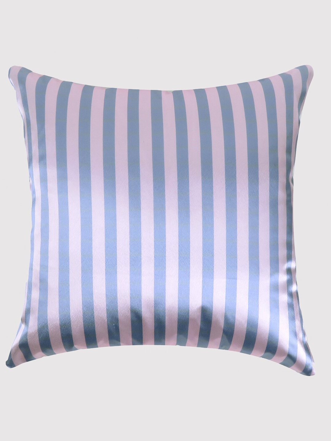 

OUSSUM Blue & Pink Striped Satin Square Cushion Cover