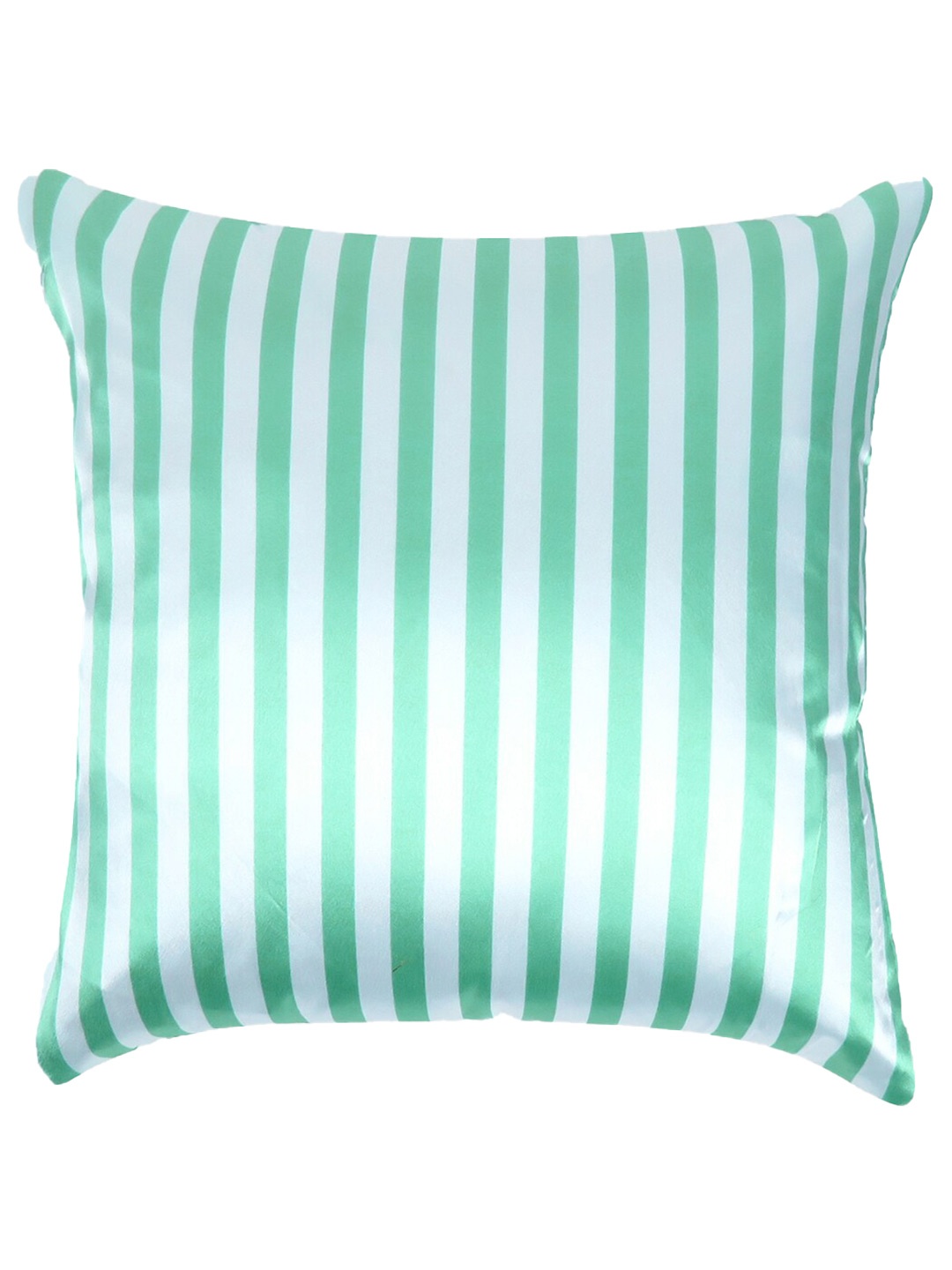 

OUSSUM Green & White Striped Satin Square Cushion Cover
