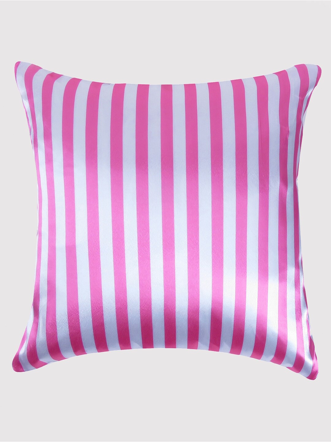 

OUSSUM Pink & White Striped Satin Square Cushion Cover