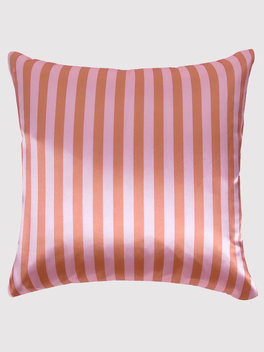 

OUSSUM Pink Striped Satin Square Cushion Cover