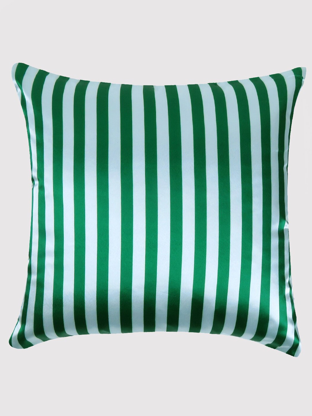 

OUSSUM Green & White Striped Satin Square Cushion Cover