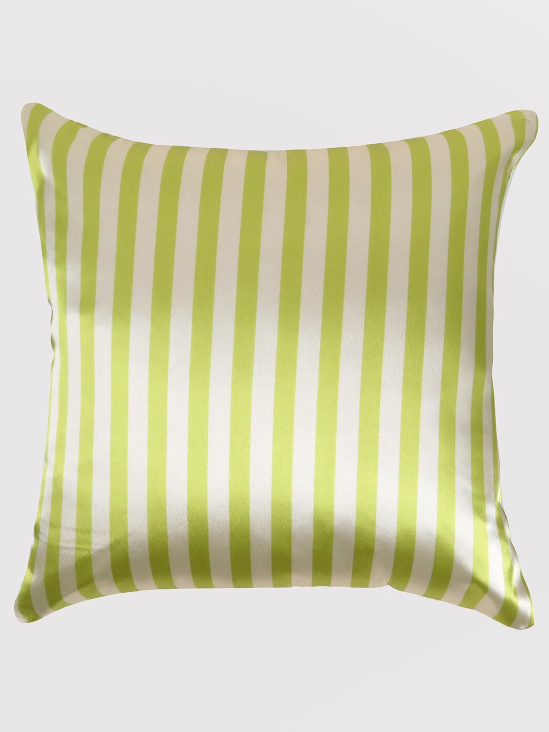 

OUSSUM Green & White Striped Satin Square Cushion Cover