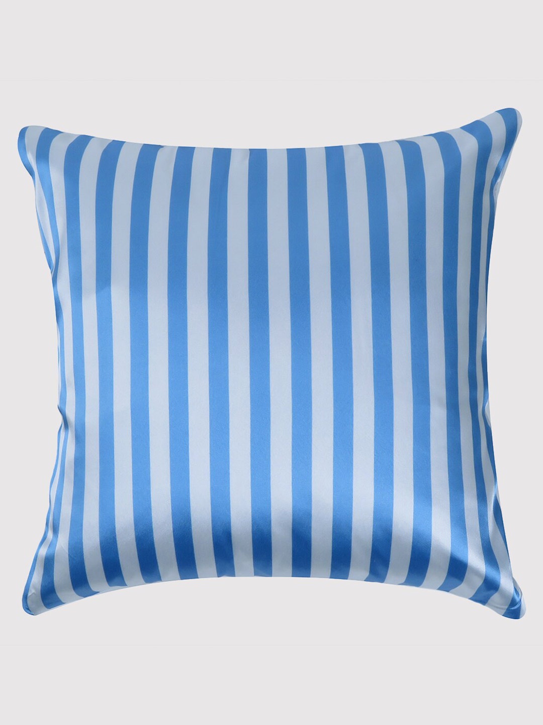 

OUSSUM Blue & White Striped Satin Square Cushion Cover