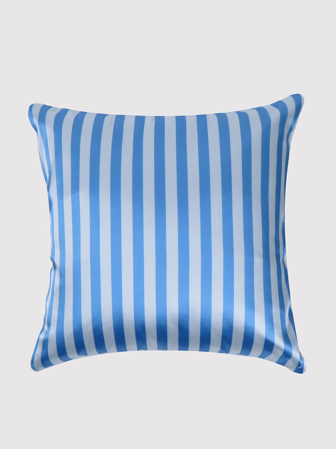 

OUSSUM Blue & White Striped Satin Square Cushion Cover