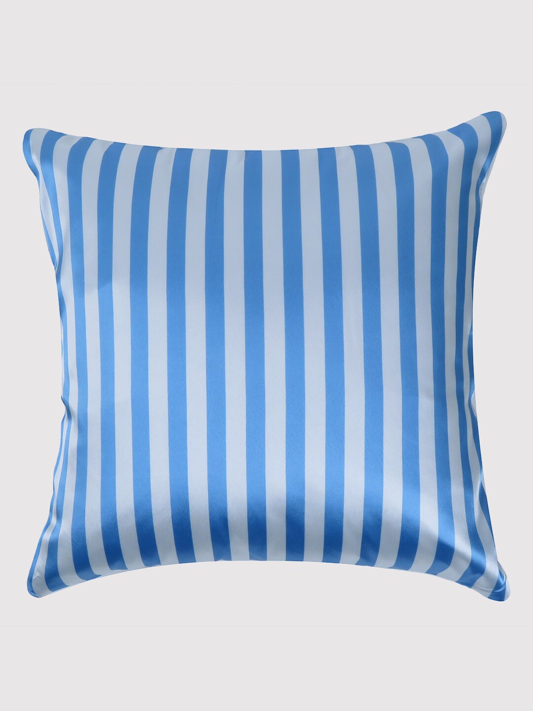 

OUSSUM Blue & White Striped Satin Square Cushion Cover