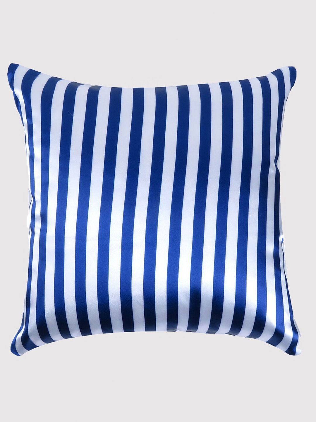 

OUSSUM Navy Blue & White Striped Satin Square Cushion Cover