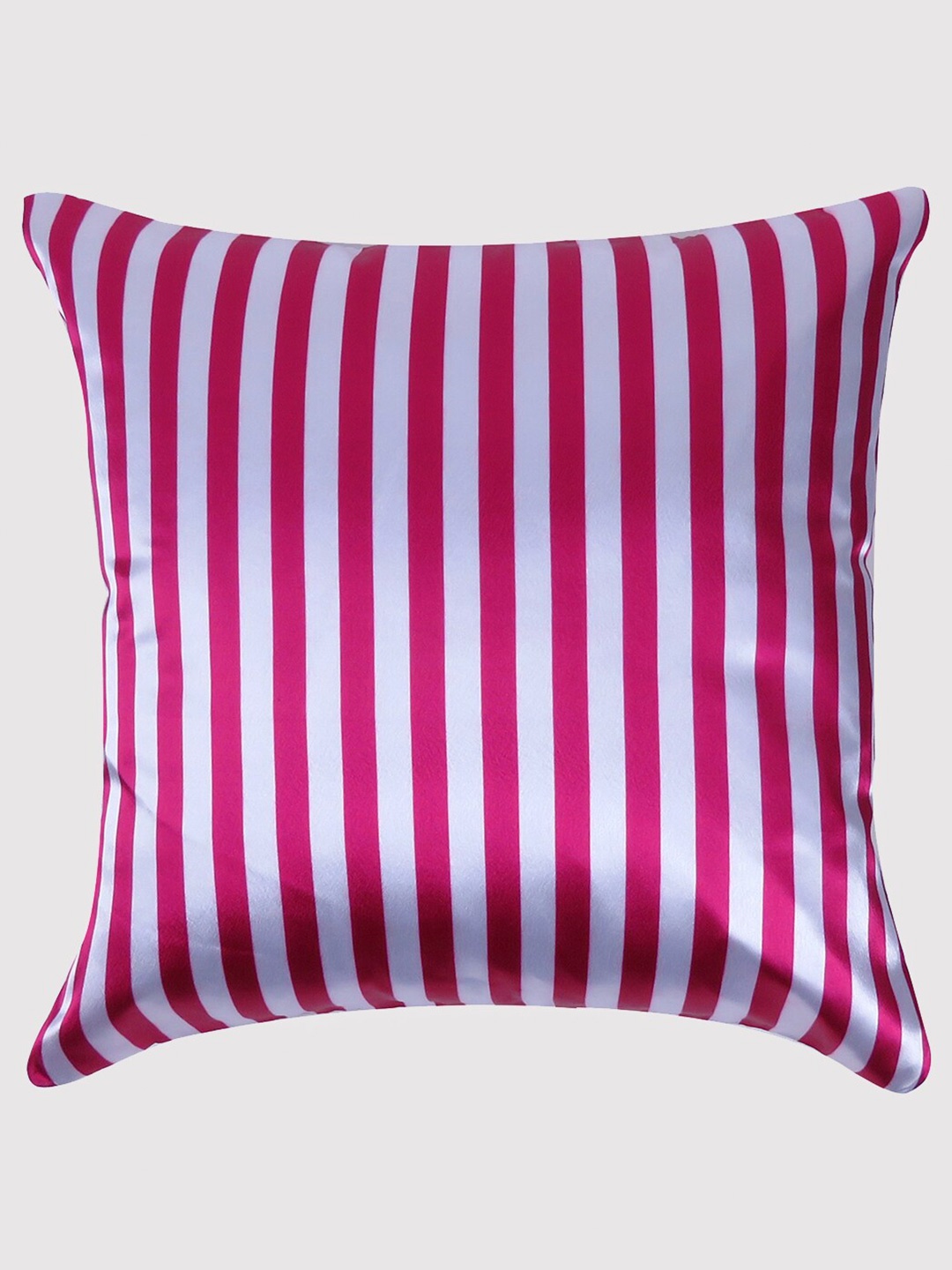 

OUSSUM Pink & White Striped Satin Square Cushion Cover