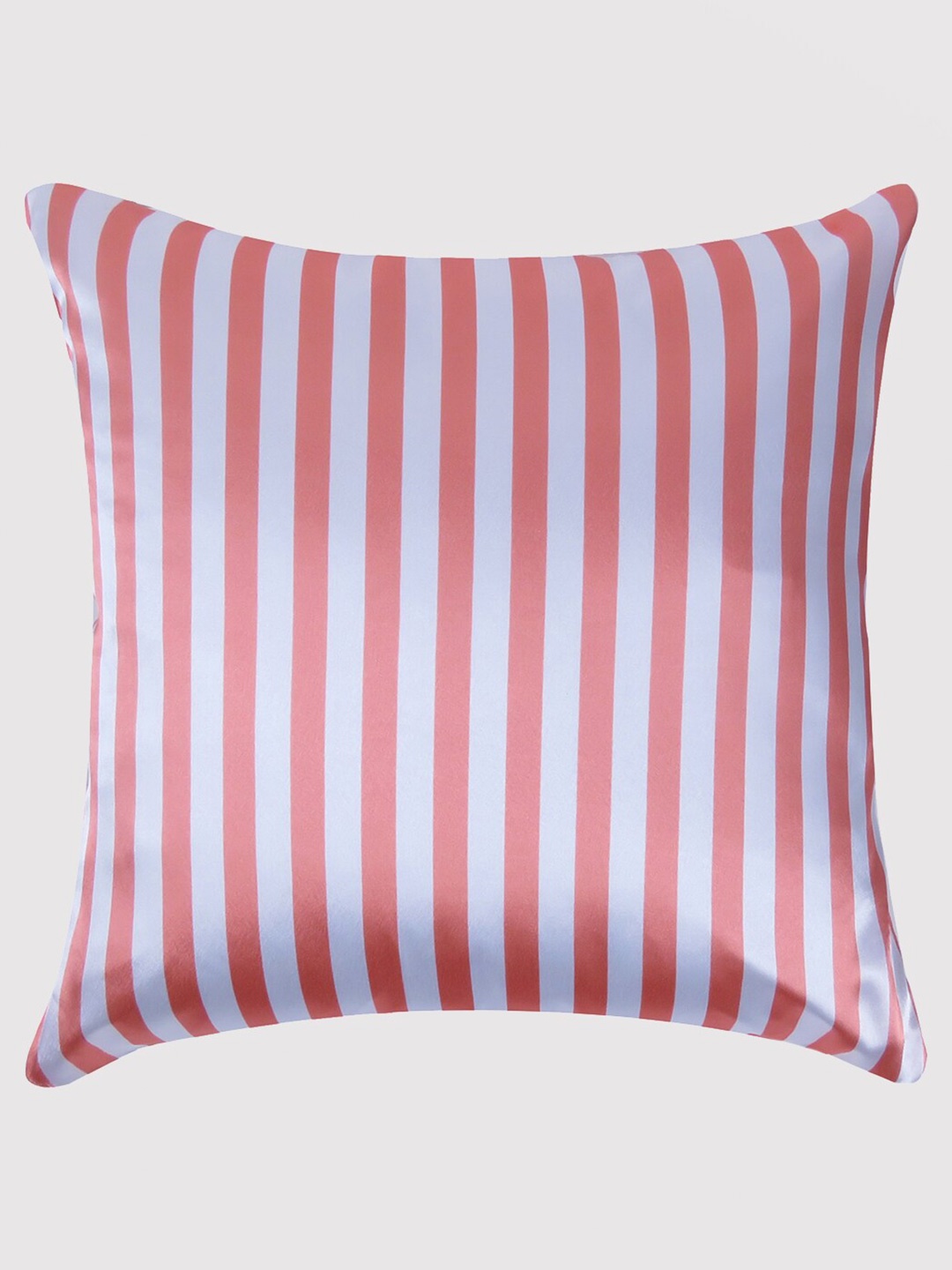 

OUSSUM Pink & White Striped Satin Square Cushion Cover