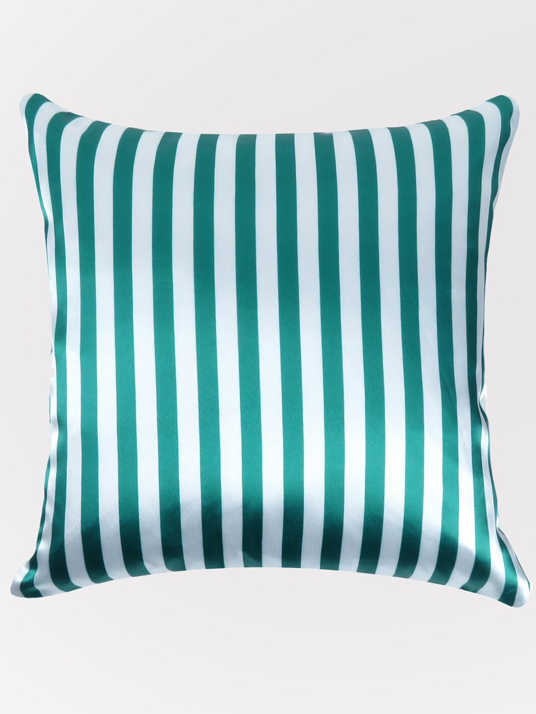 

OUSSUM Green & White Striped Satin Square Cushion Cover