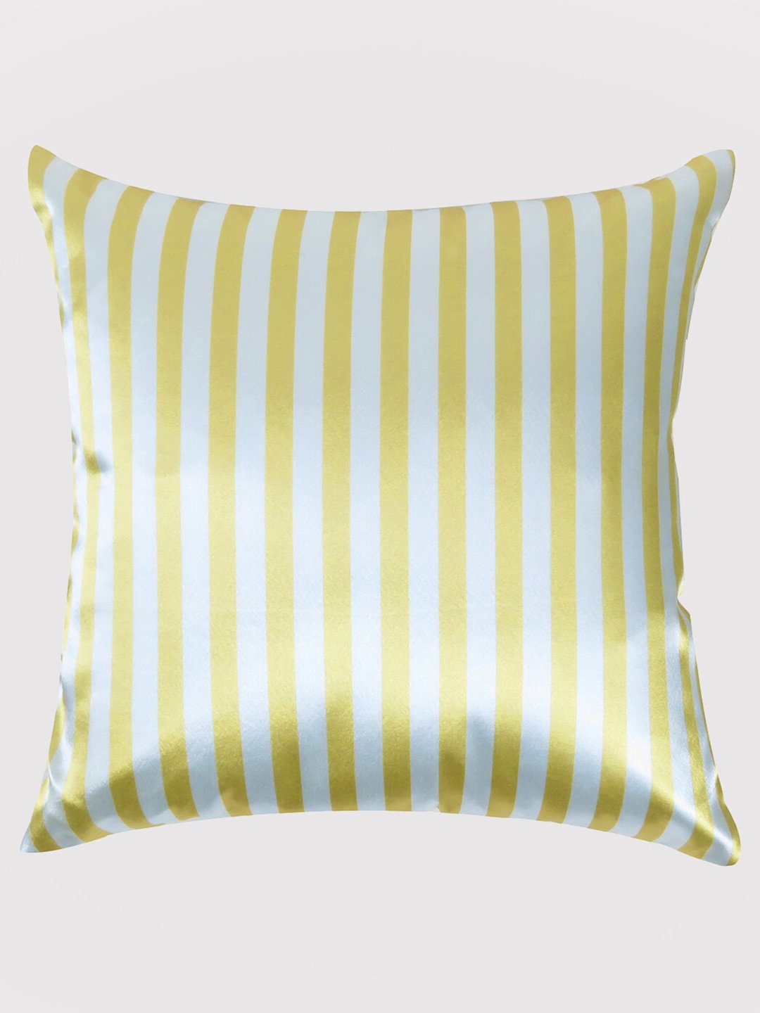 

OUSSUM Gold-Toned & Grey Striped Satin Square Cushion Cover