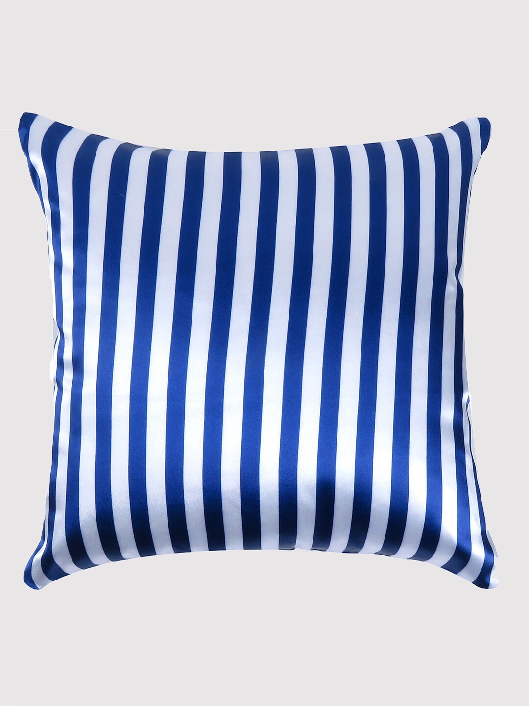 

OUSSUM Navy Blue & White Striped Satin Square Cushion Cover