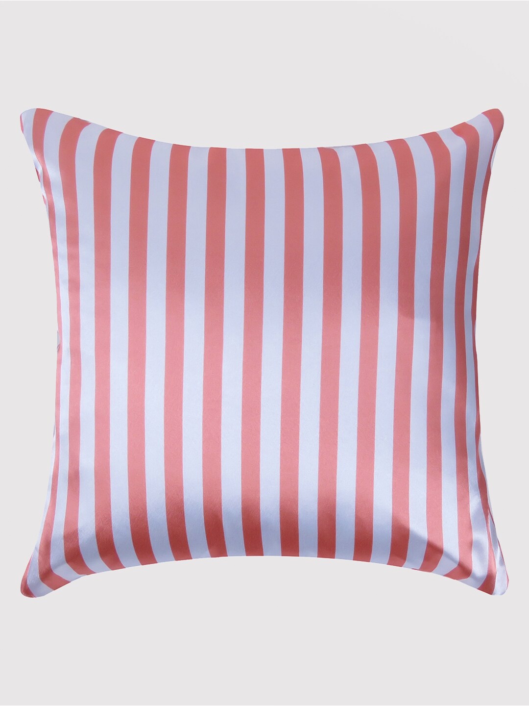 

OUSSUM Pink & White Striped Satin Square Cushion Cover