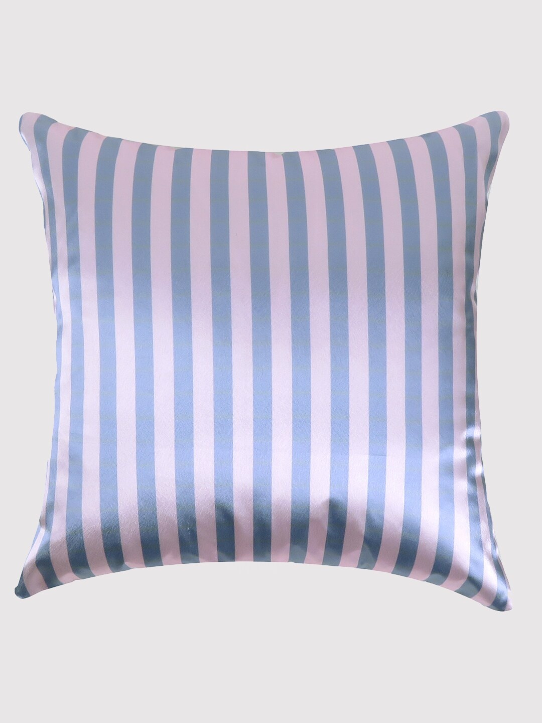 

OUSSUM Blue & Pink Striped Satin Square Cushion Cover