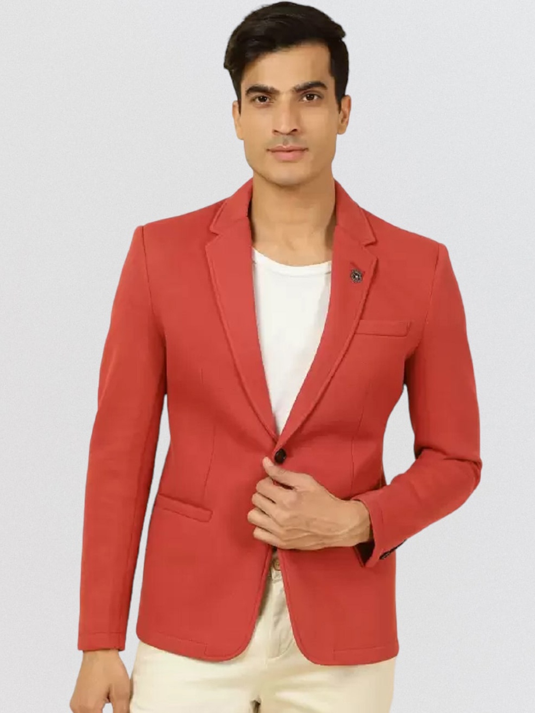 

Fort Collins Notched Lapel Single Breasted Formal Blazer, Rust