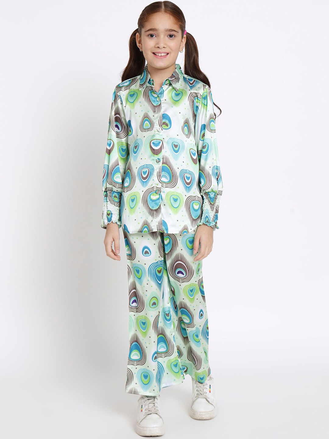 

Readiprint Girls Conversational Printed Shirt & Palazzo Clothing Set, Green