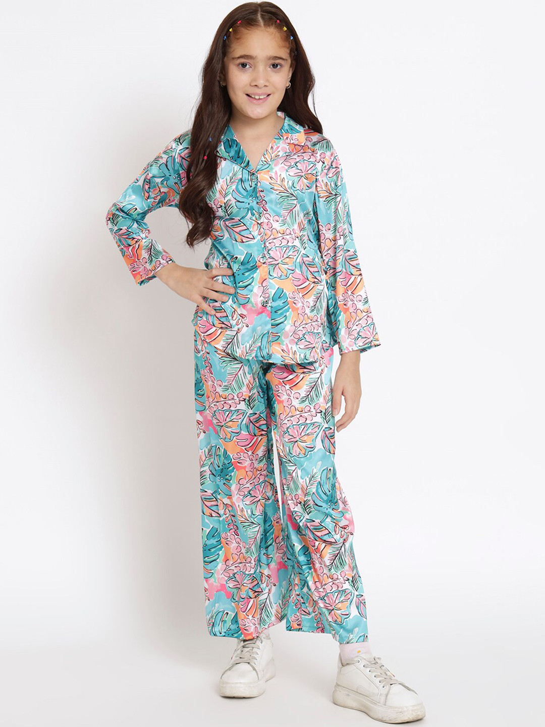 

Readiprint Fashions Girls Printed Shirt With Palazzos, Blue