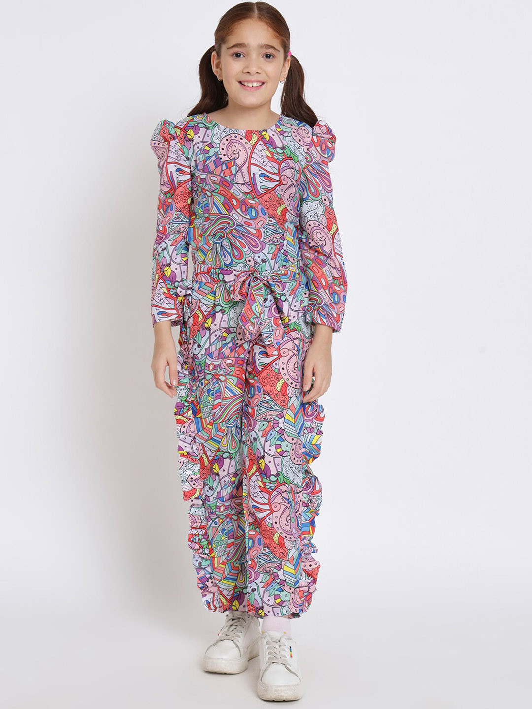 

Readiprint Girls Abstract Printed Top with Trousers, Blue