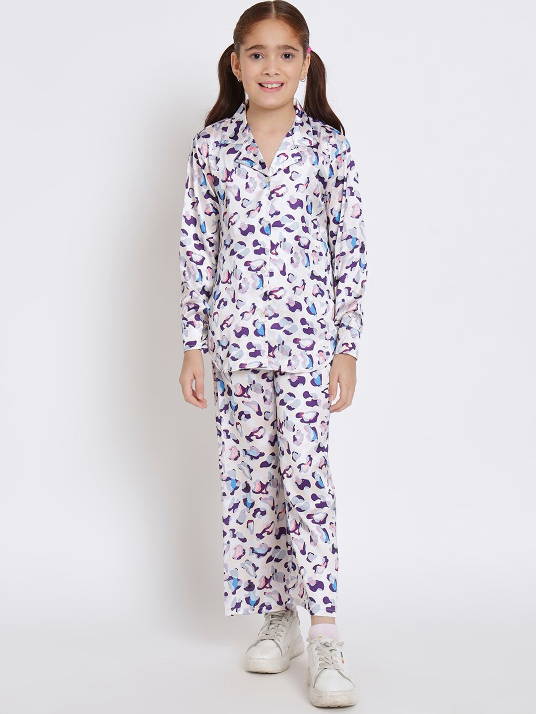 Readiprint Girls Printed Shirt with Palazzos, Cream