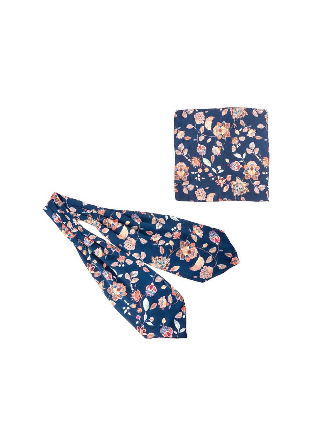 

The Tie Hub Men Printed Silk Accessory Gift Set, Navy blue