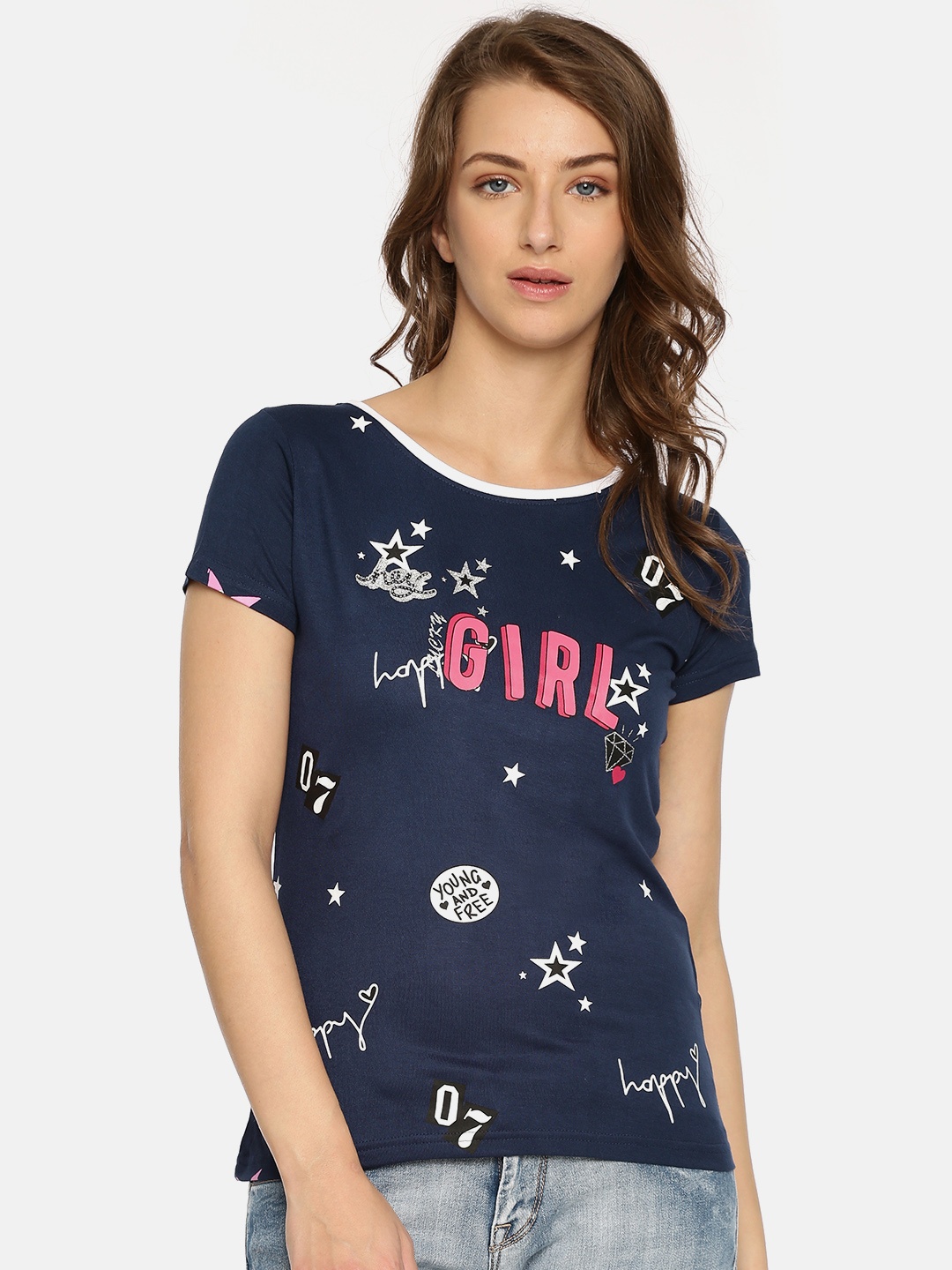 

Jealous 21 Women Navy Blue Printed Top