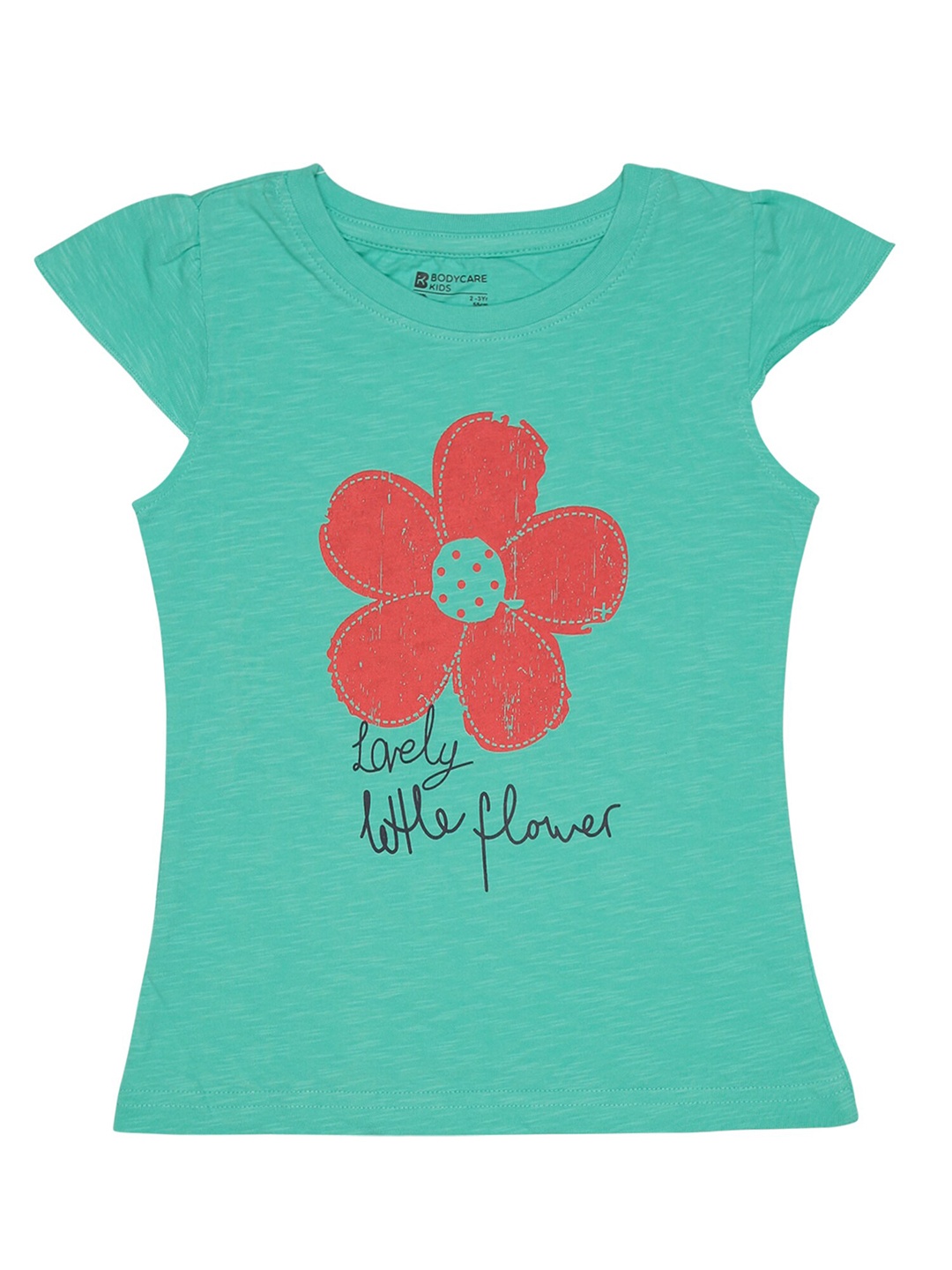 

Bodycare Girls Printed Cap Sleeves Cotton T-shirt, Green