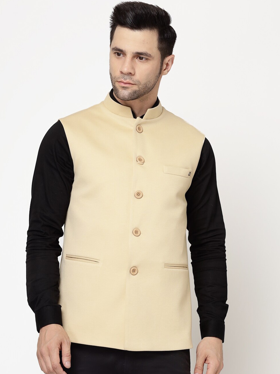 

Skypee Woven Nehru Jacket, Yellow