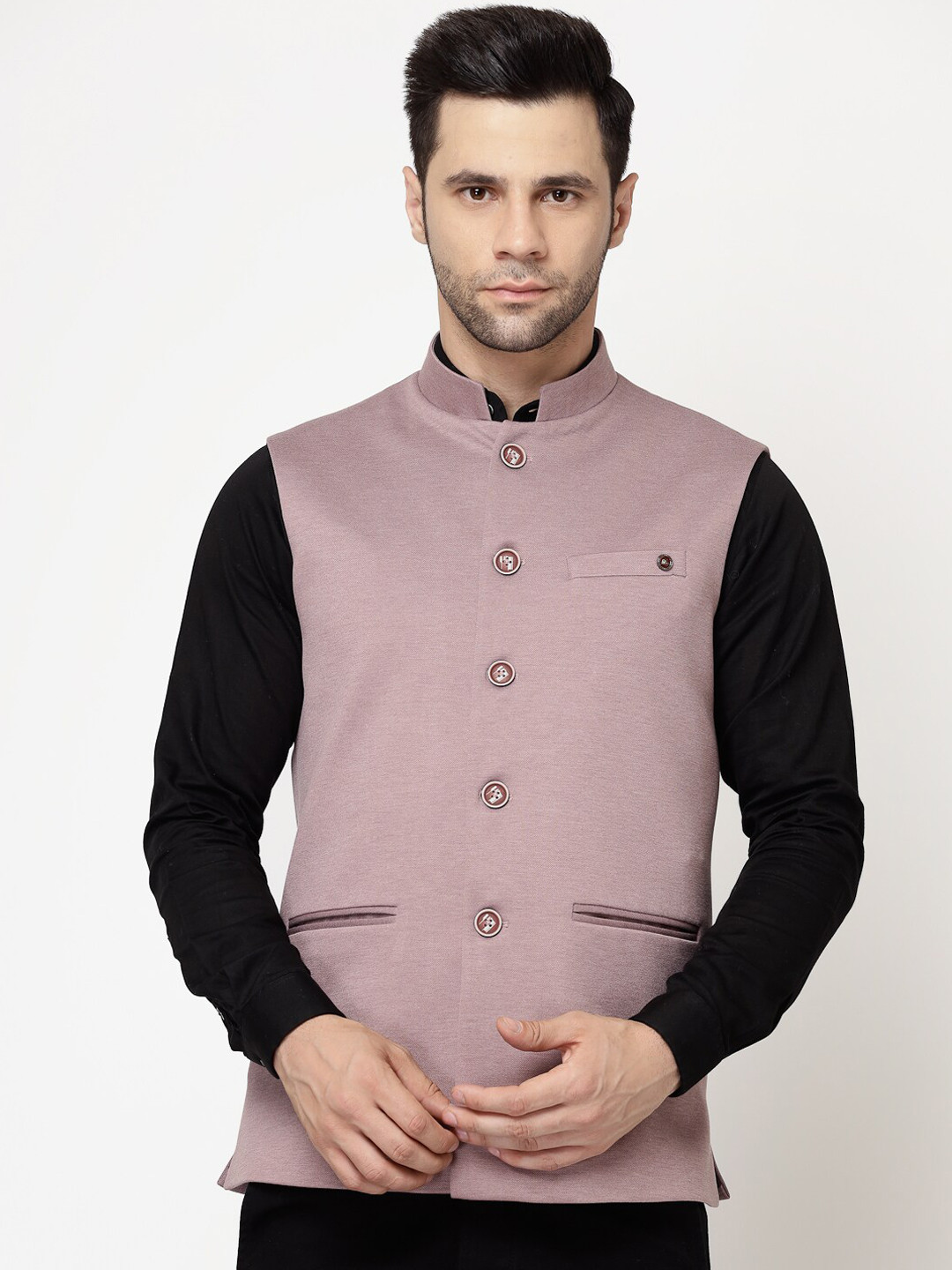 

Spykee Mandarin Collar Nehru Jacket, Pink