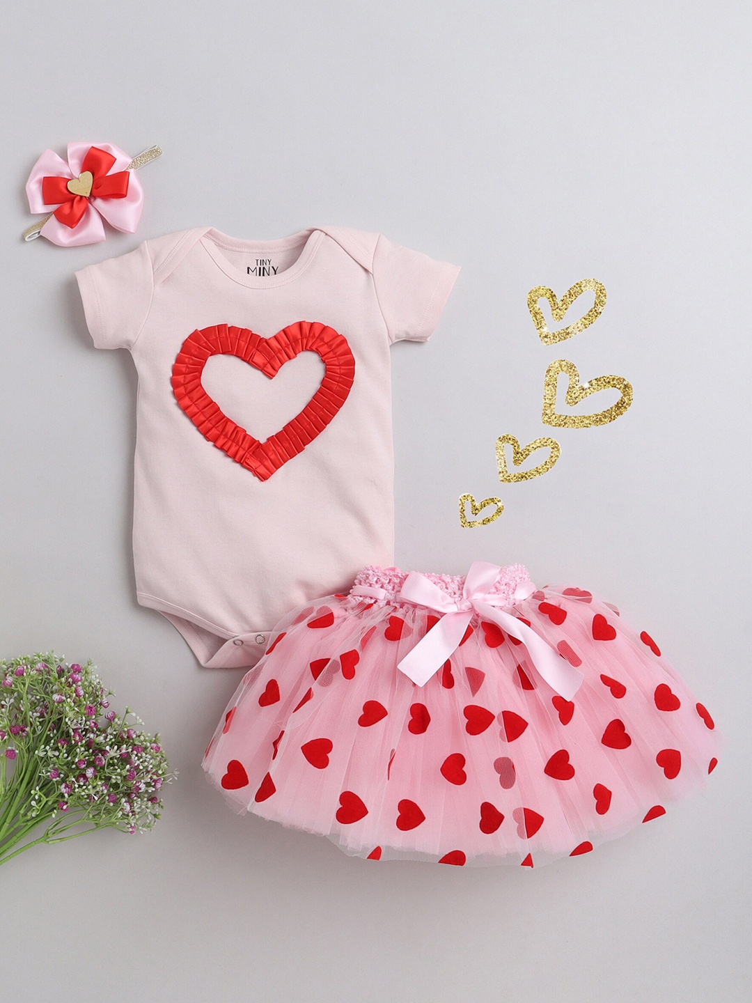 

TINY MINY ME Infants Girls Embellished Top With Skirt, Pink