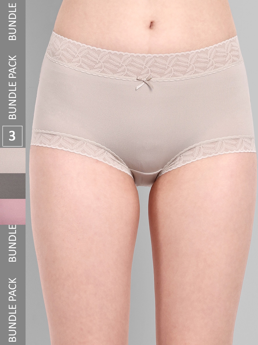 

TOM & GEE Pack Of 3 Lace Boy Shorts Briefs, Beige
