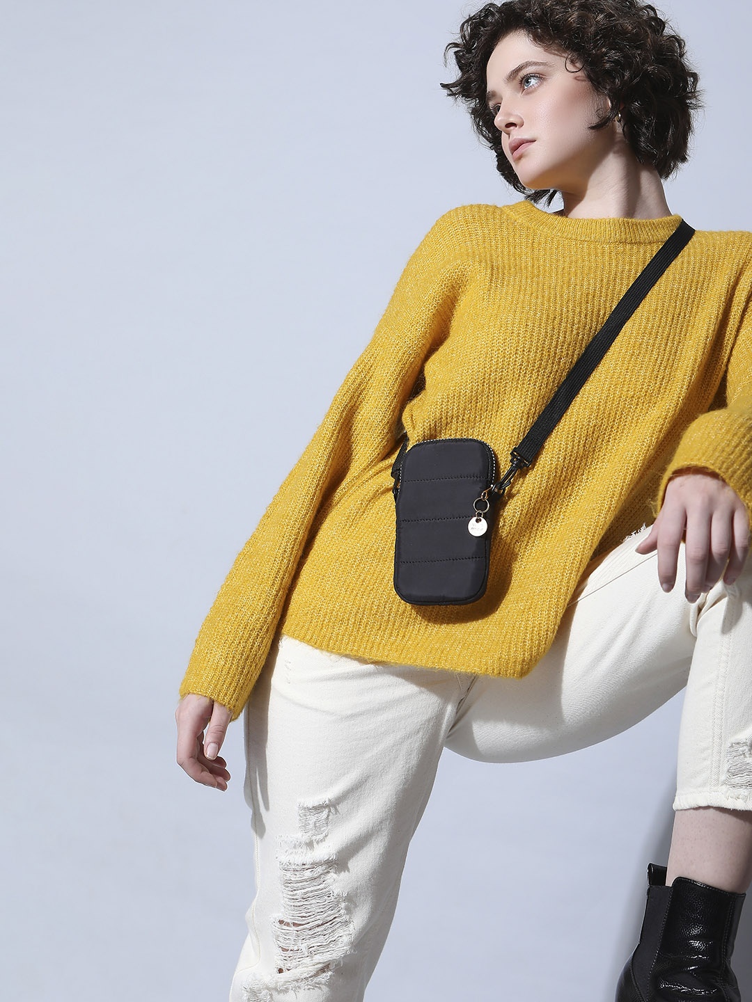 

Vero Moda Self Design Round Neck Pullover, Yellow