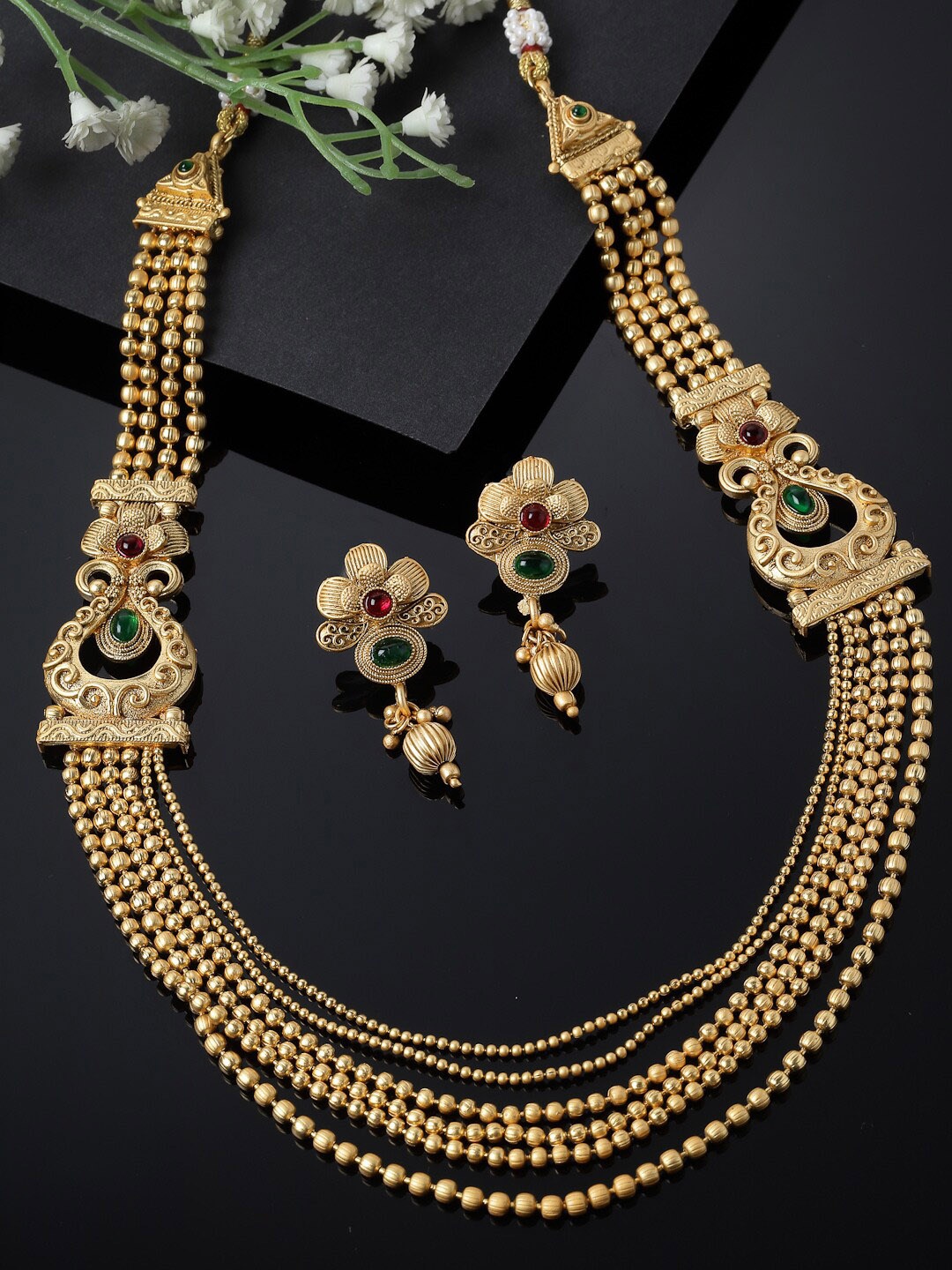 

Sukkhi Gold-Plated Kundan Studded Multistring Jewellery Set
