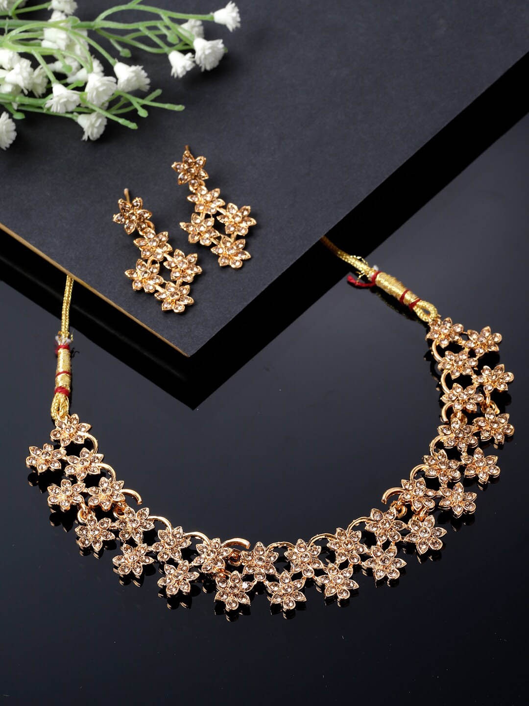 

Sukkhi Gold-Plated AD Studded Necklace Jewellery Set