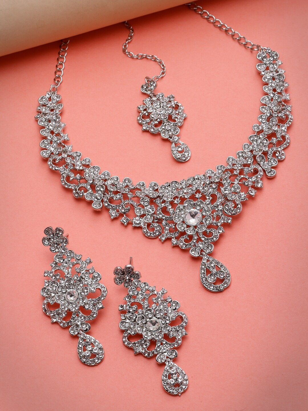 

Sukkhi Silver-Plated AD-Studded Jewellery Set