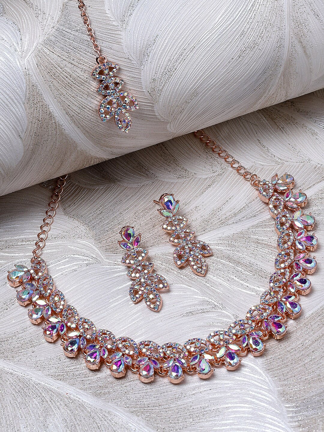 

Sukkhi Rose Gold Plated & Stone Studded Jewellery Set