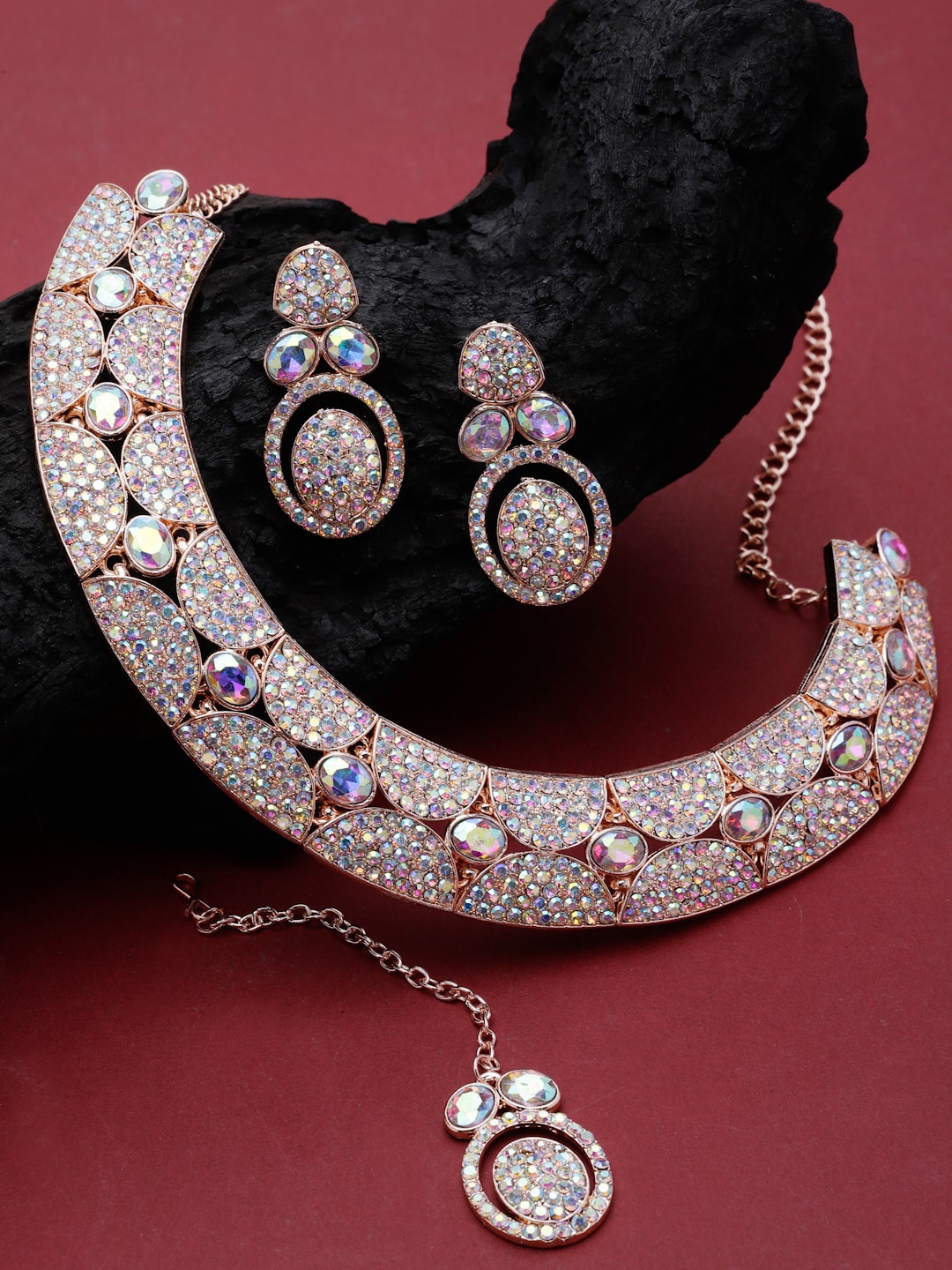 

Sukkhi Rose Gold-Plated Stones-Studded Jewellery Set