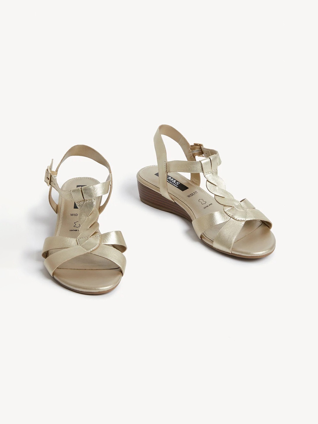 

Marks & Spencer Open Toe Comfort Heels, Gold
