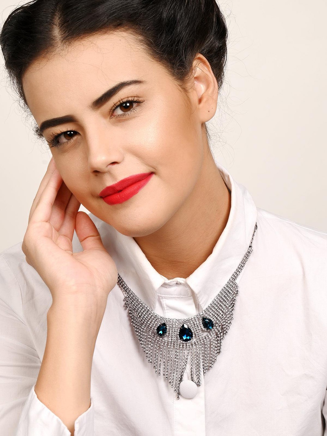 

ODETTE Silver-Plated Studded Necklace