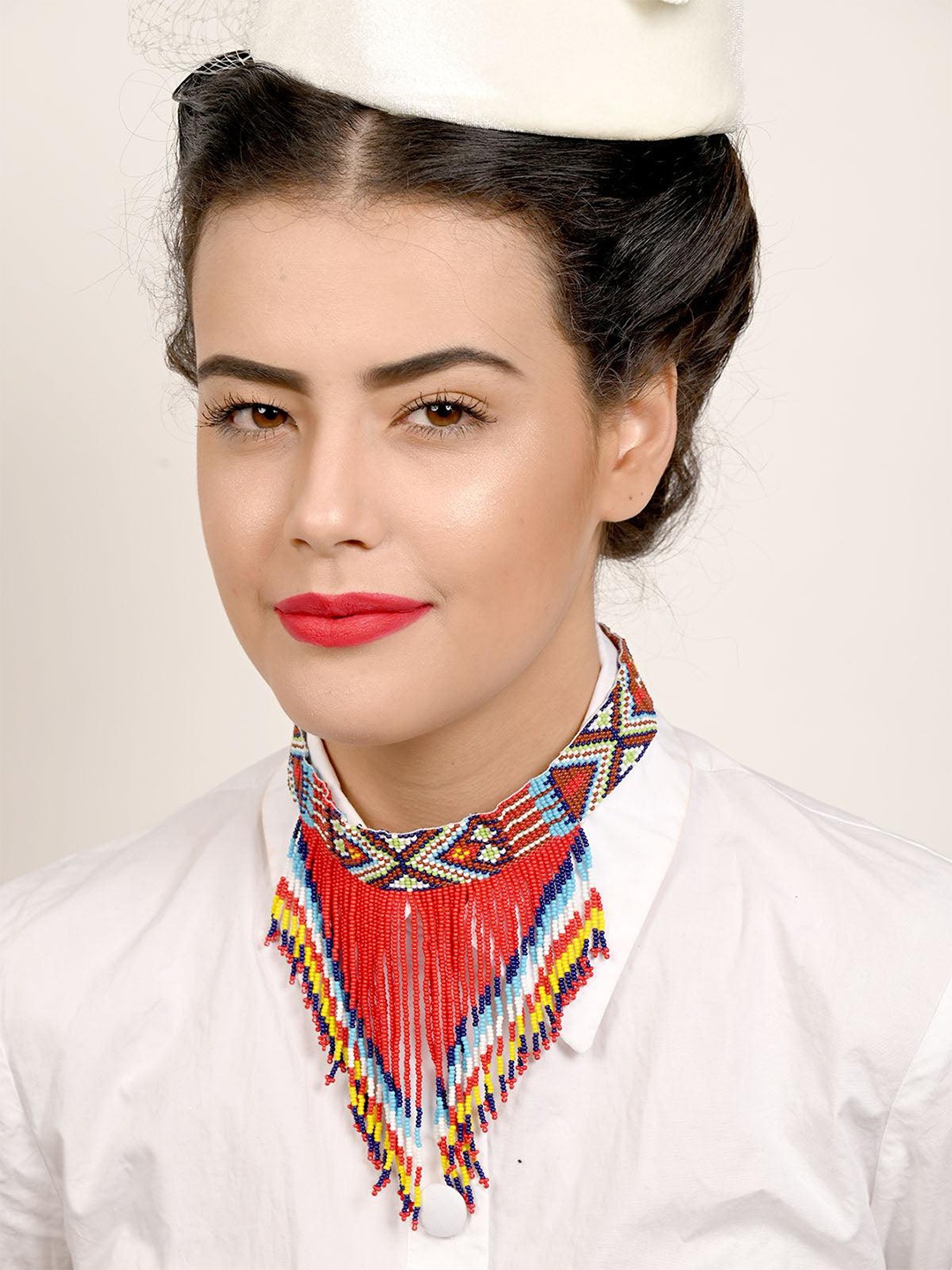 

ODETTE Artificial Beads Necklace, Red