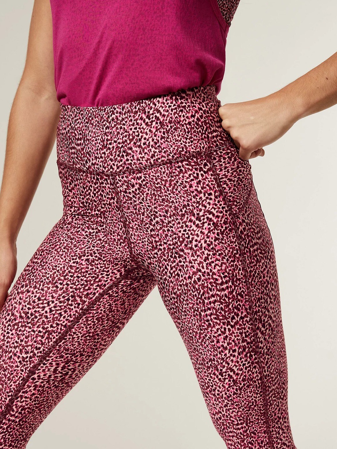 

Marks & Spencer Women Animal Printed Three Fourth Sports Tights, Pink