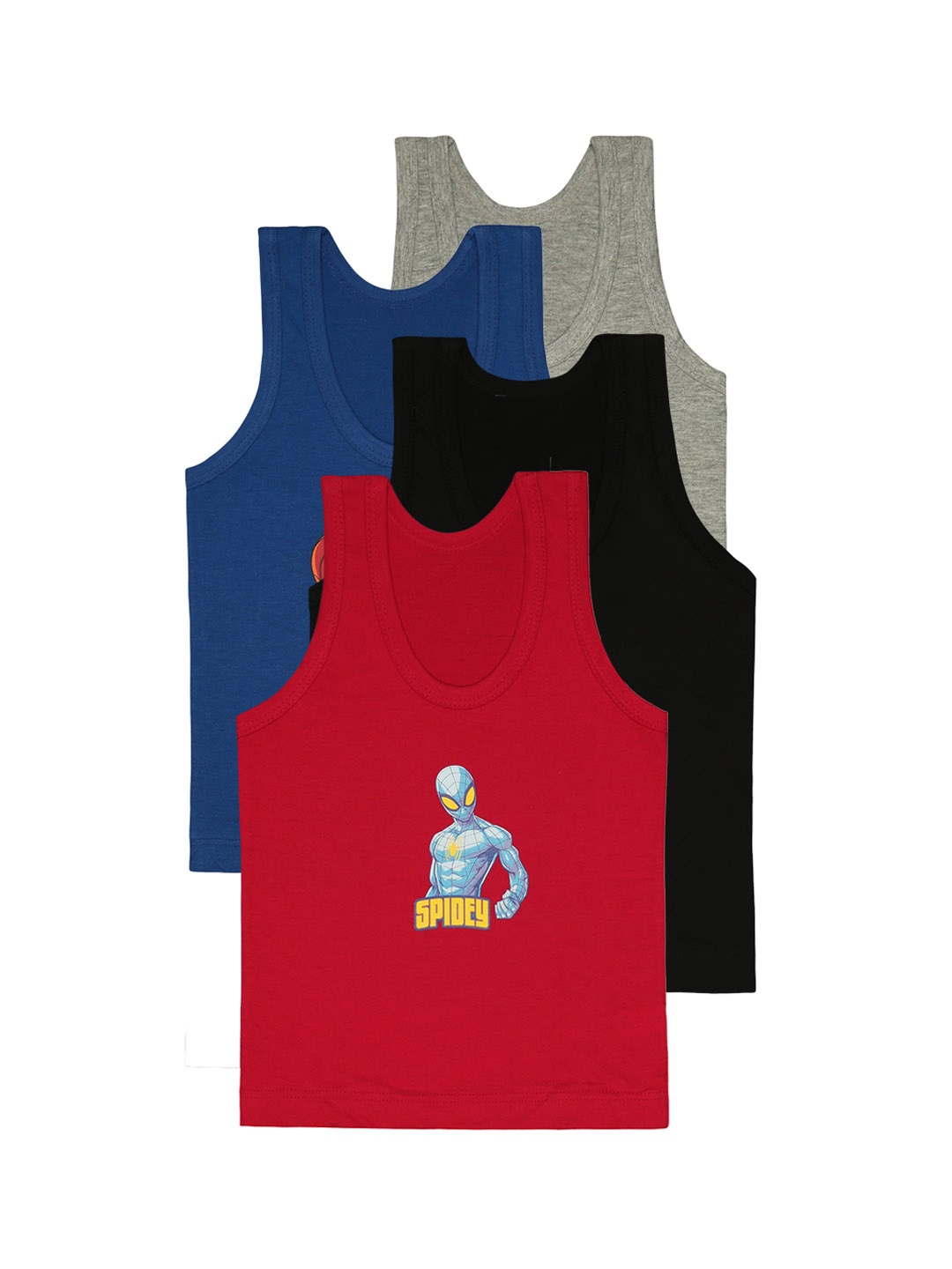 

Bodycare Boys Pack Of 4 Spiderman Printed Assorted Cotton Innerwear Vests