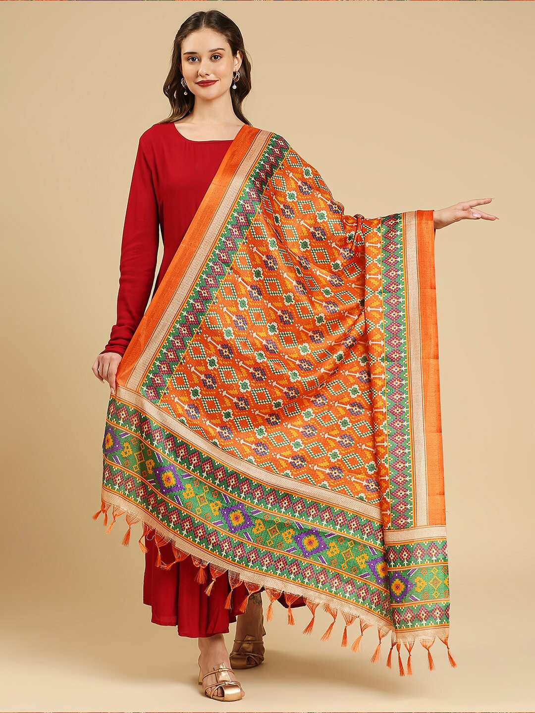 

Dupatta Bazaar Ethnic Motifs Printed Dupatta, Orange