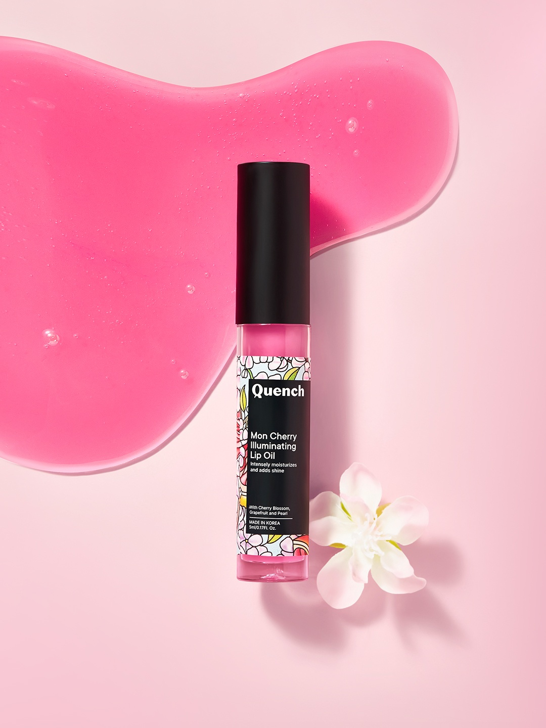 Quench Mon Cherry Illuminating Lip Oil With Pearl Extracts For Shiny Hydrated Lips - 5ml