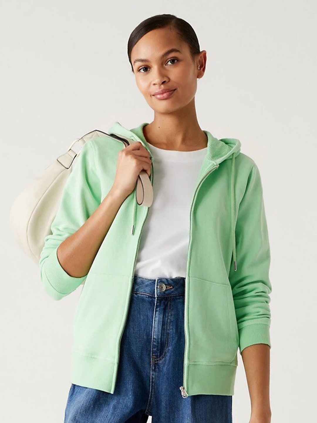 

Marks & Spencer Hooded Front-Open Sweatshirt, Green