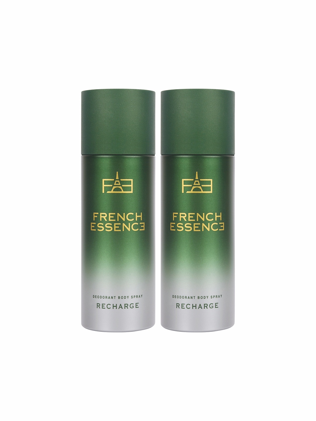 

FRENCH ESSENCE Set of 2 Recharge Long Lasting Deodorant Body Spray - 150 ml Each, Green