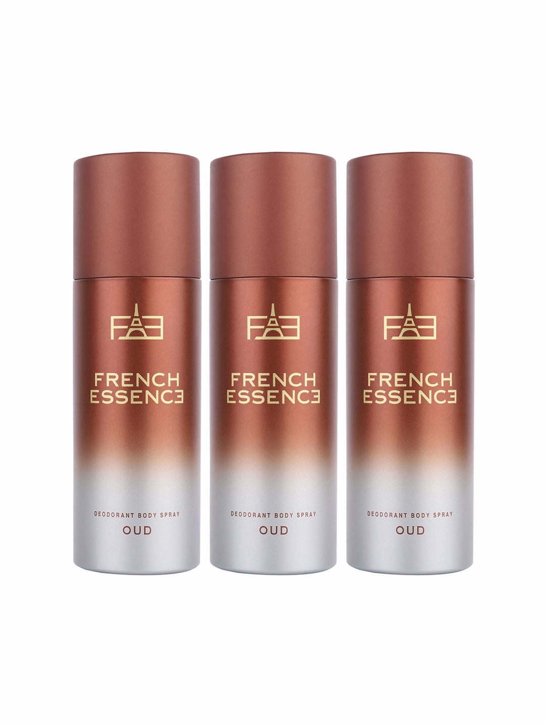 

FRENCH ESSENCE Men Set of 3 Oud Long Lasting Deodorant Body Spray - 150ml Each, Brown