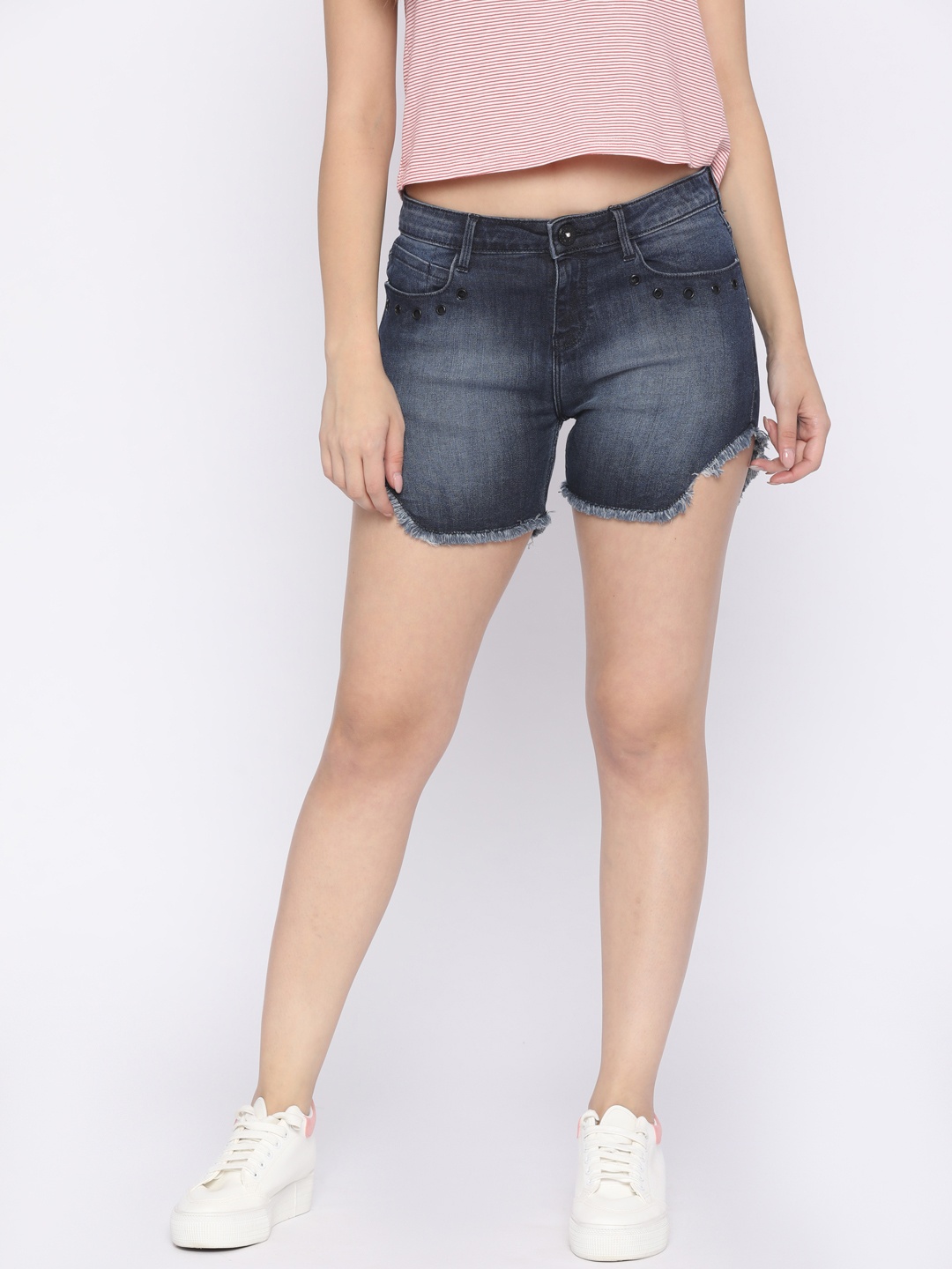 

Jealous 21 Women Blue Washed Regular Fit Denim Shorts