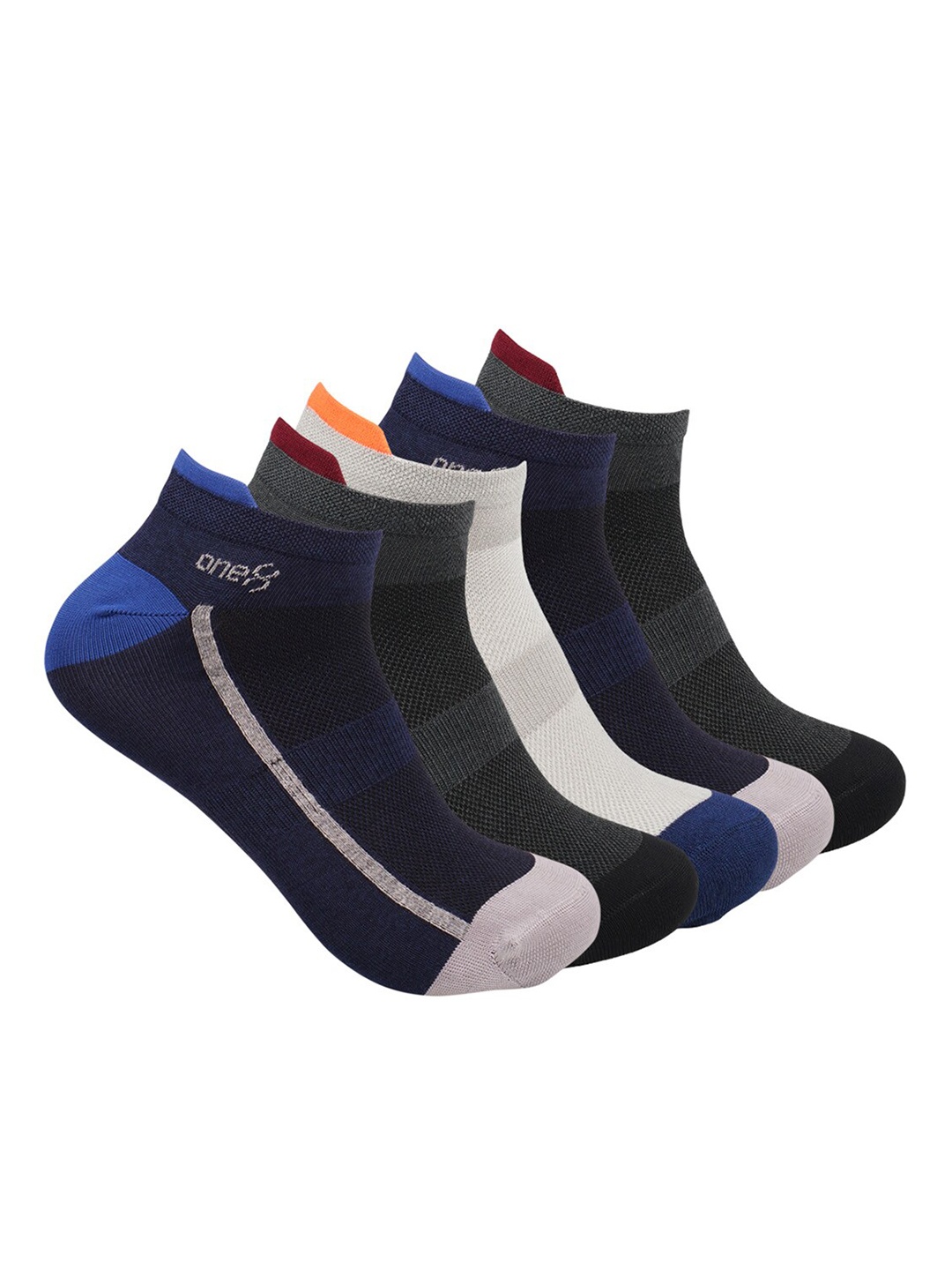 

One8 Men Pack Of 5 Patterned Ankle Length Socks, Blue