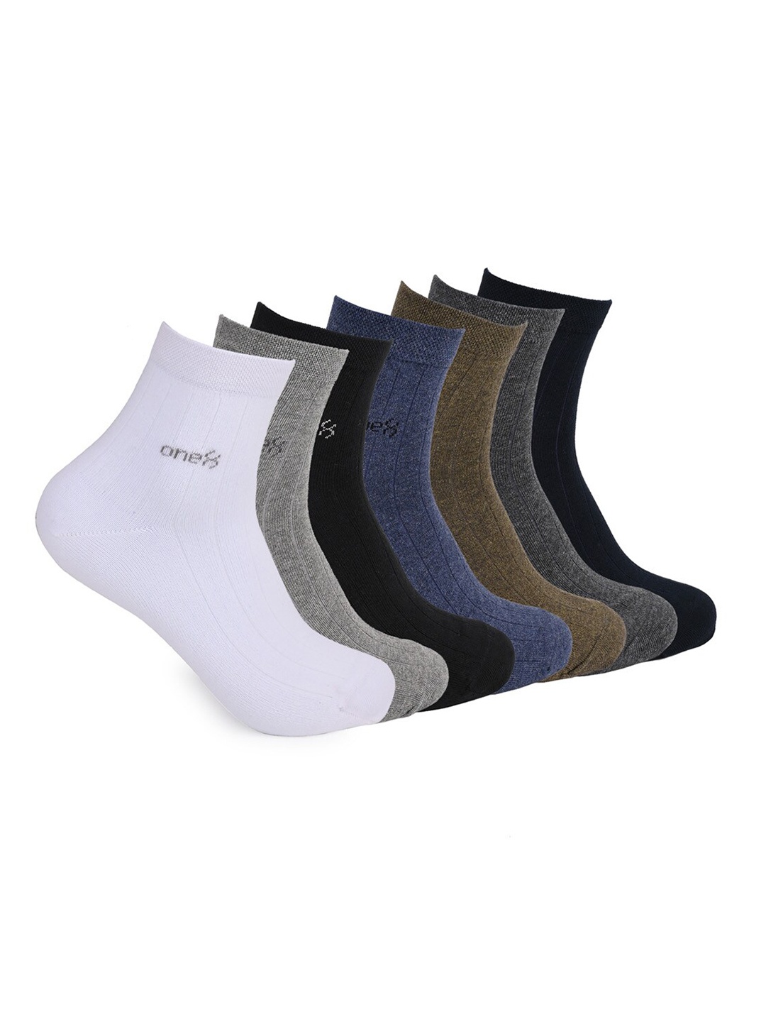 

One8 Men Pack of 4 Cotton Ankle-Length Socks, Blue