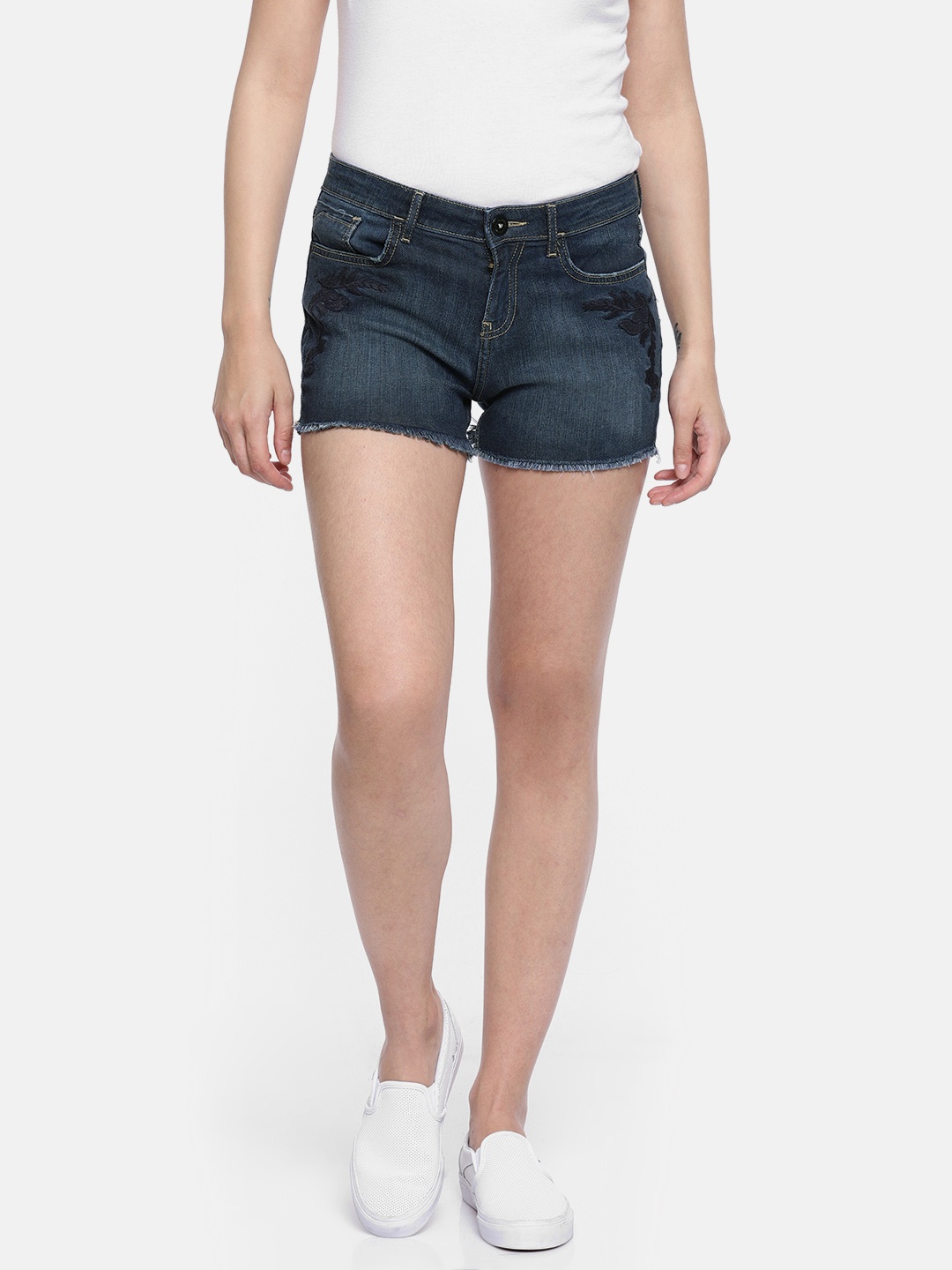 

Jealous 21 Women Blue Solid Regular Fit Denim Shorts
