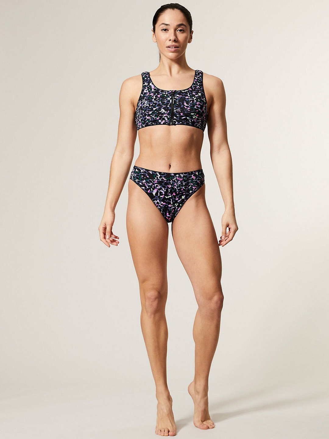 

Marks & Spencer Abstract Printed Swim Bikini Top, Black